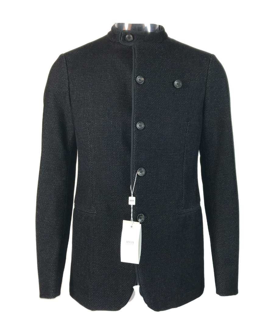 Armani Collezioni Long-sleeved Casual Jacket In Black