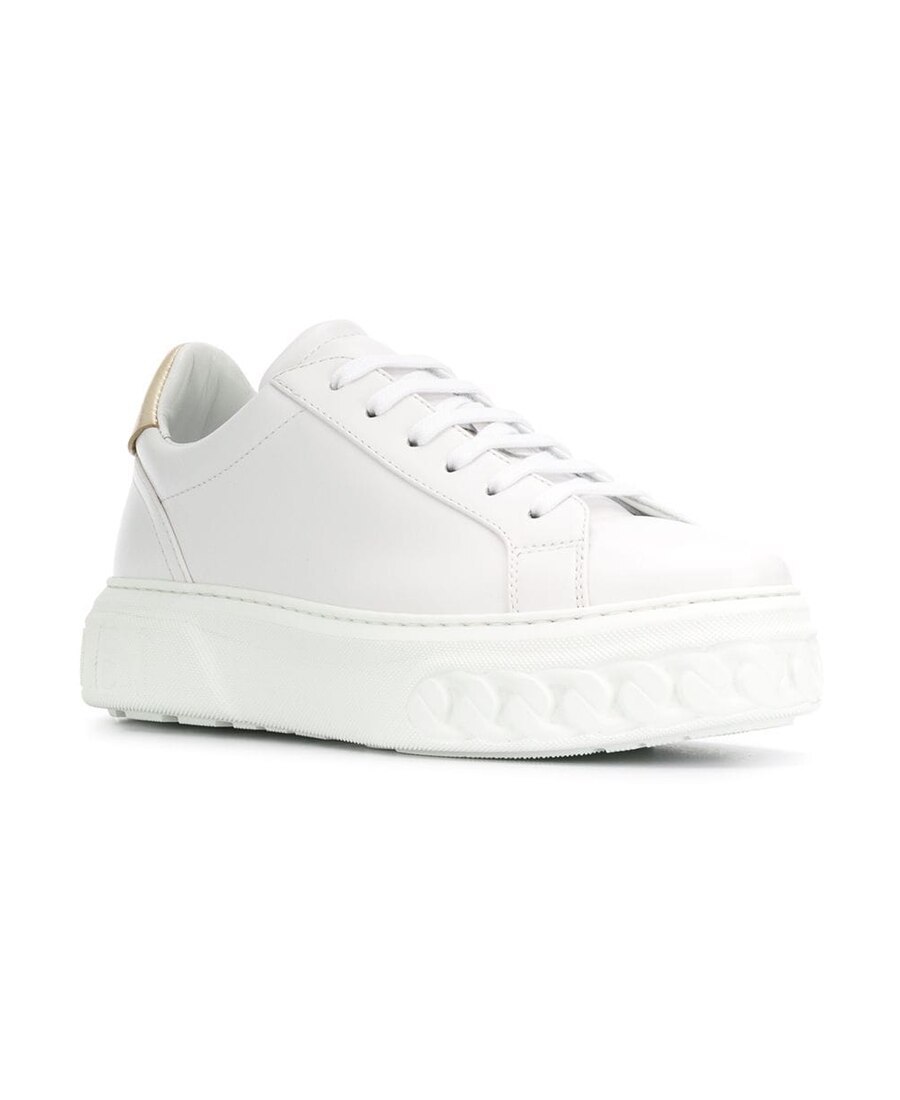 Casadei Chunky Sole Leather Sneakers In White