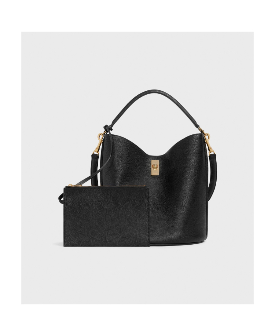 Celine Bucket 16 Bag In Supple Grained Calfskin In Black
