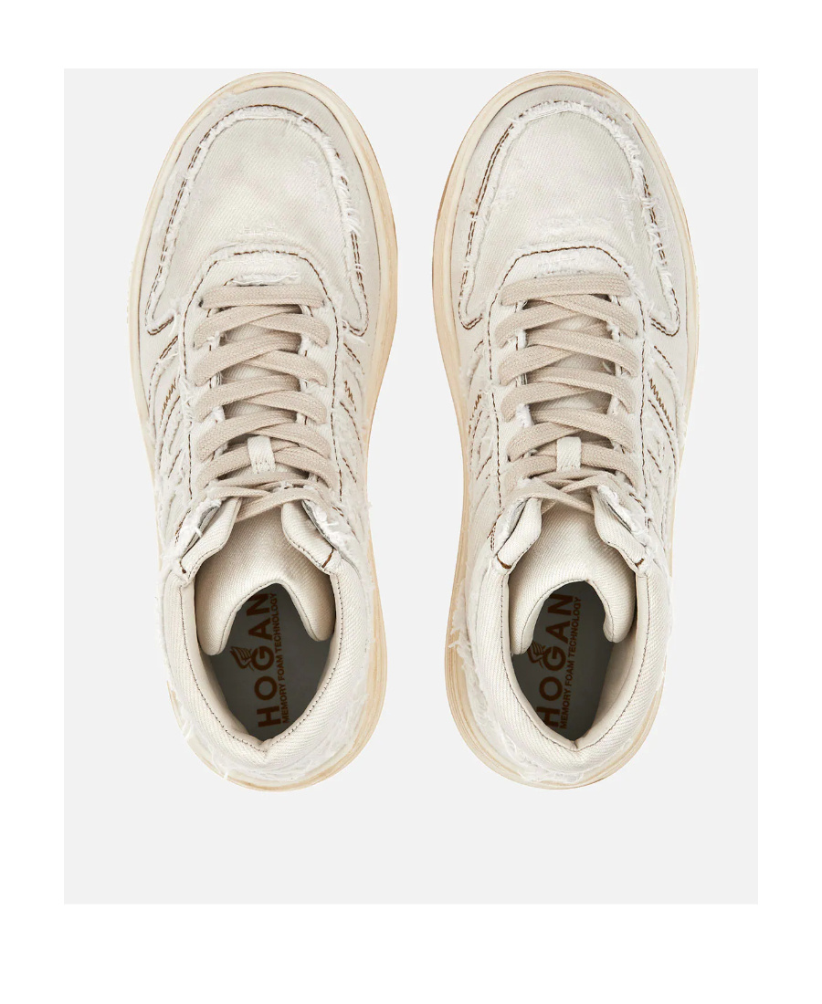 Hogan Contrast-stitch High-top Sneakers In White