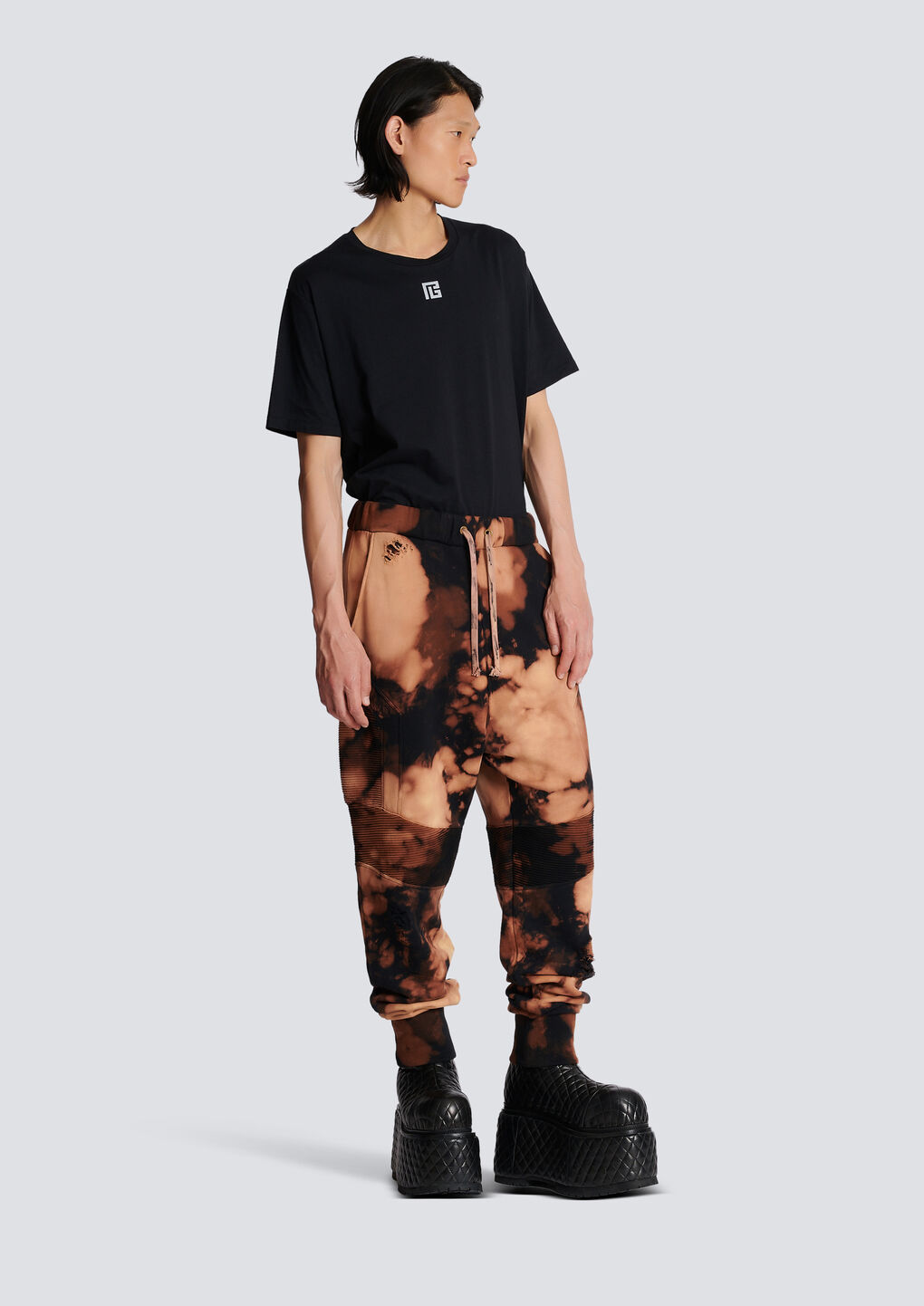Balmain Cotton Jogging Bottoms With Burnt Print In Multi