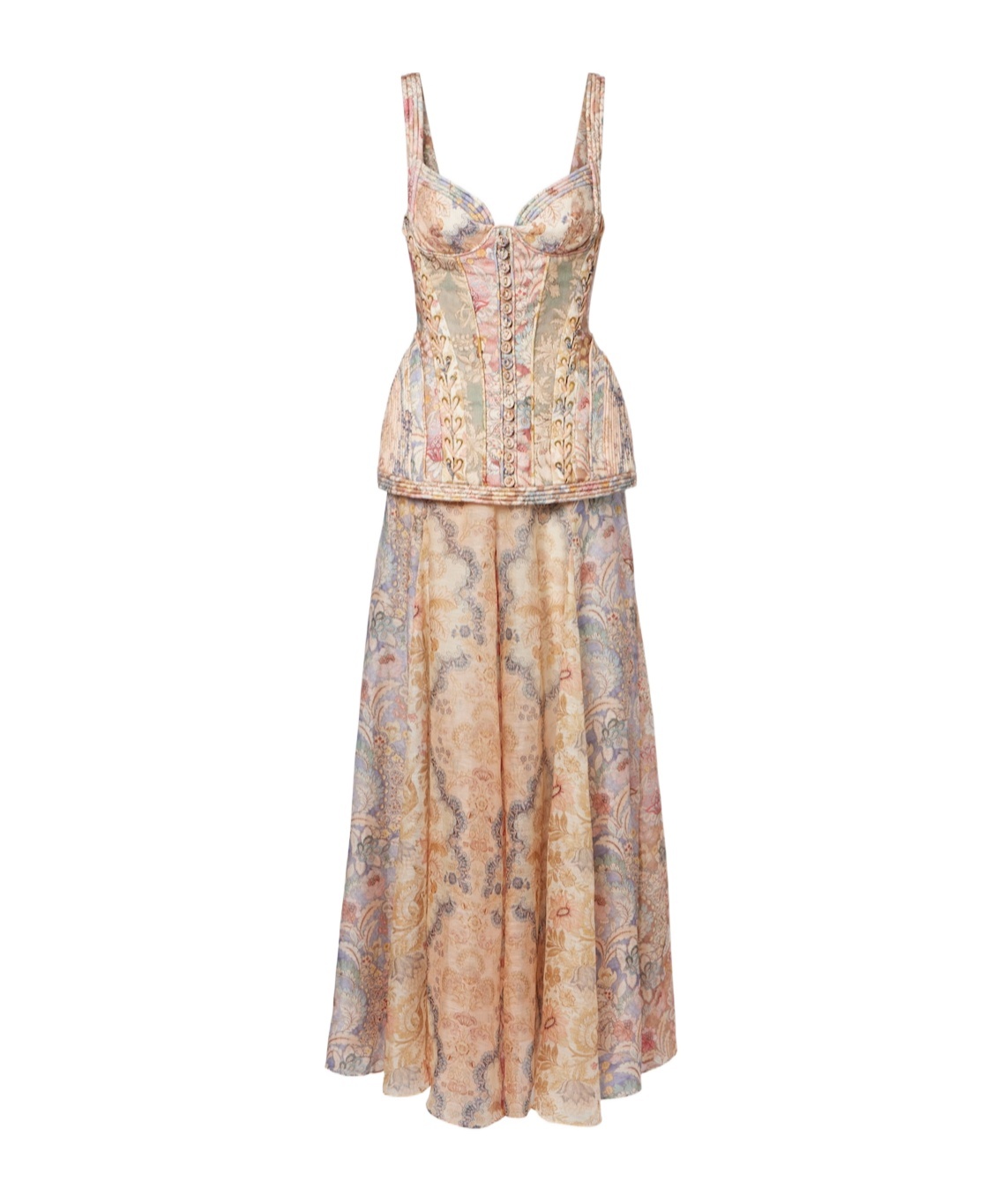 Zimmermann Rebellion Floral Linen Gown In Brown