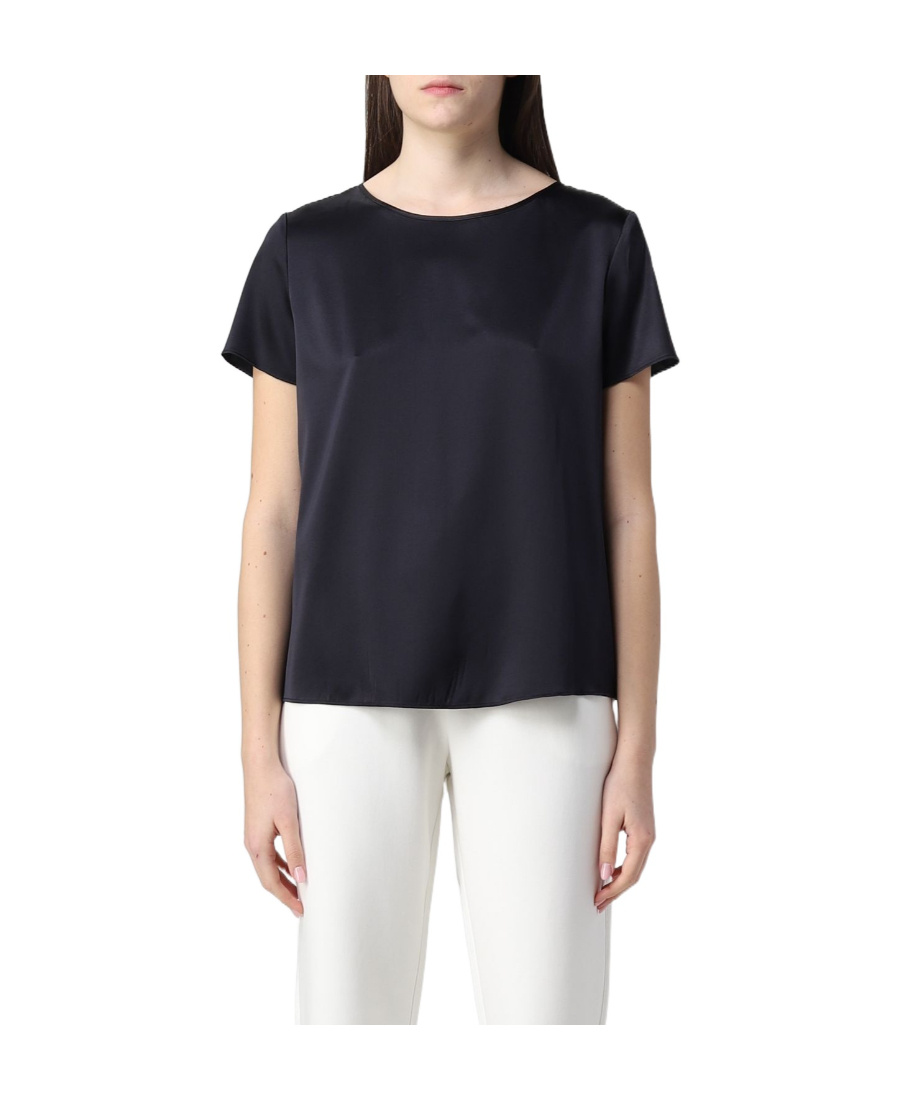 EMPORIO ARMANI ROUND-NECK STRETCH-SILK T-SHIRT