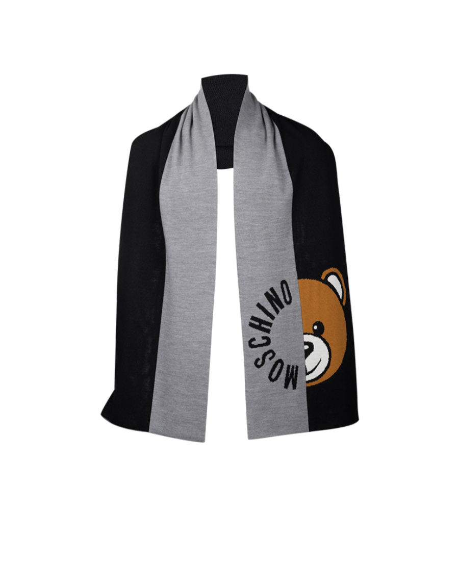 Moschino Stitching Detail Scarf In Gray
