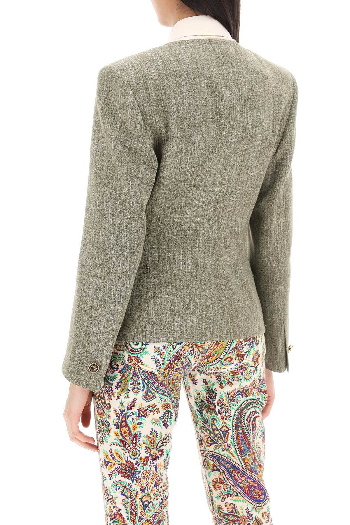 Shop Etro Slub Fabric Jacket In Gray