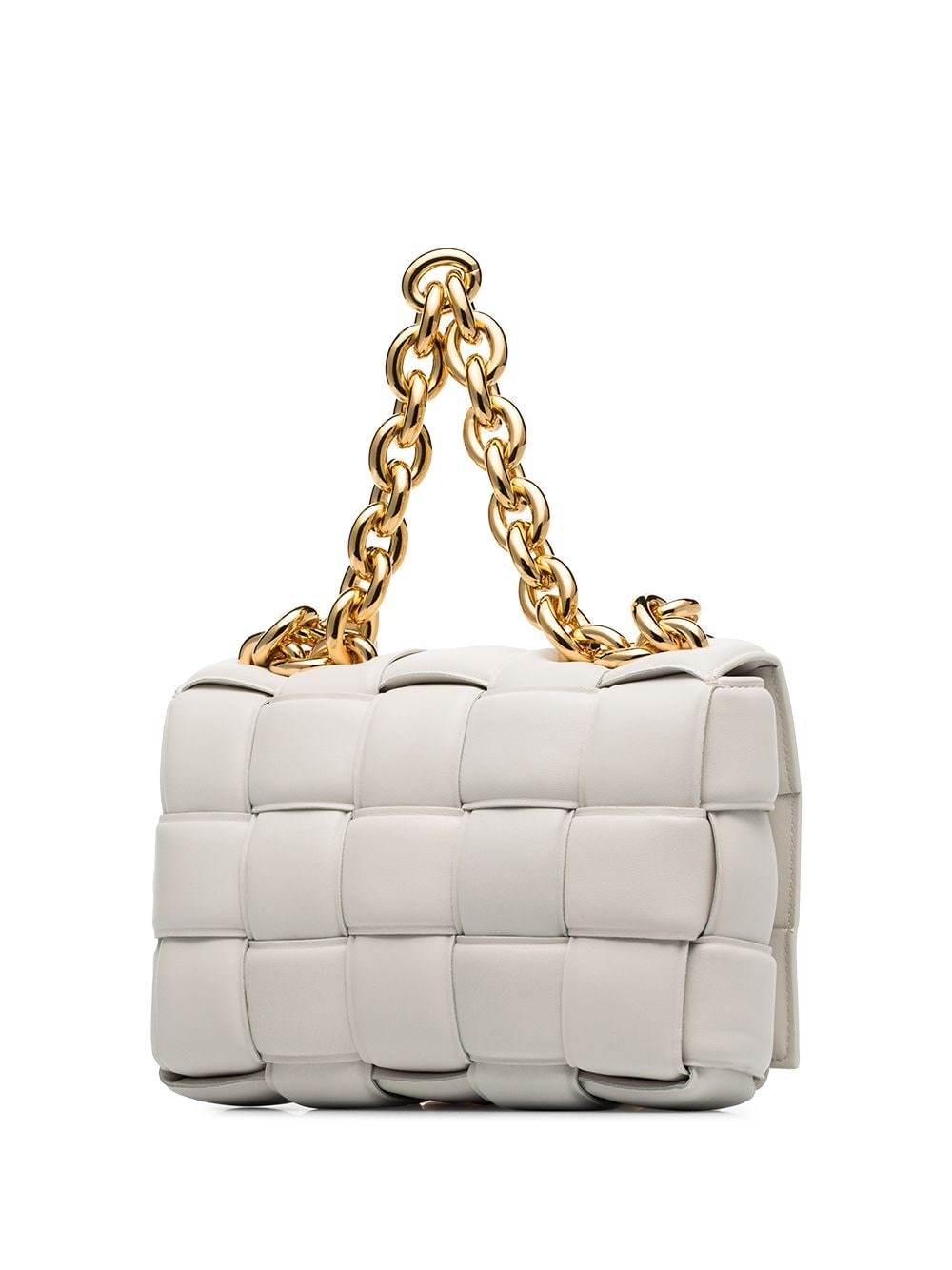 Bottega Veneta Chain Cassette Padded Intrecciato Crossbody Bag In White