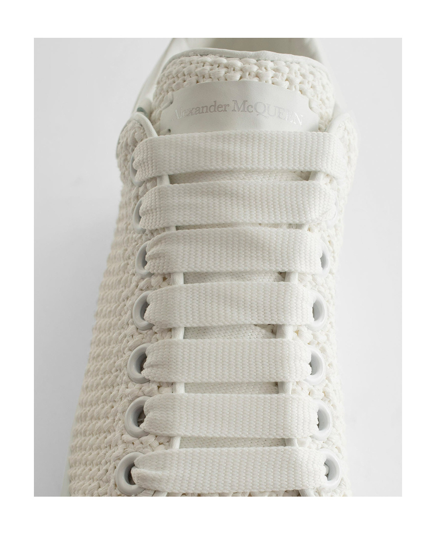 Alexander Mcqueen Knitted Lace-up Sneakers In Gray