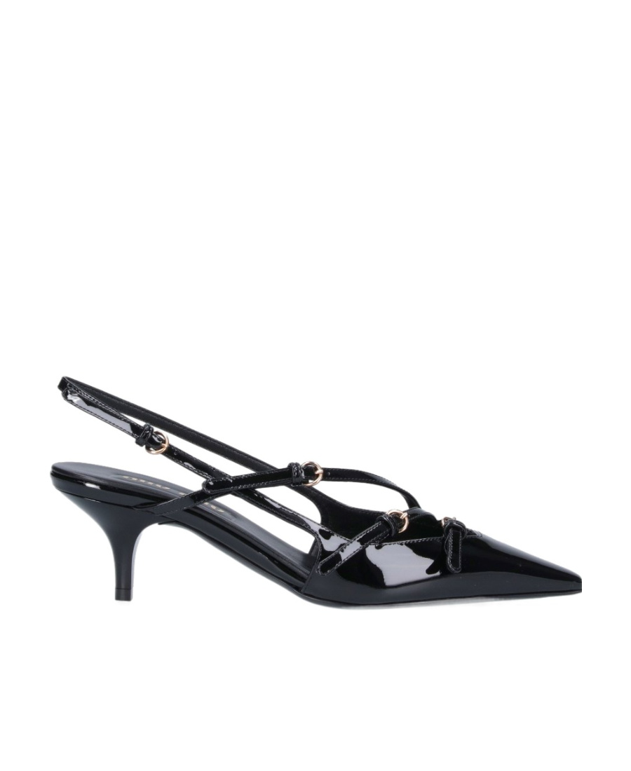 Miu Miu Patent Leather Slingback Pumps With Straps In Black
