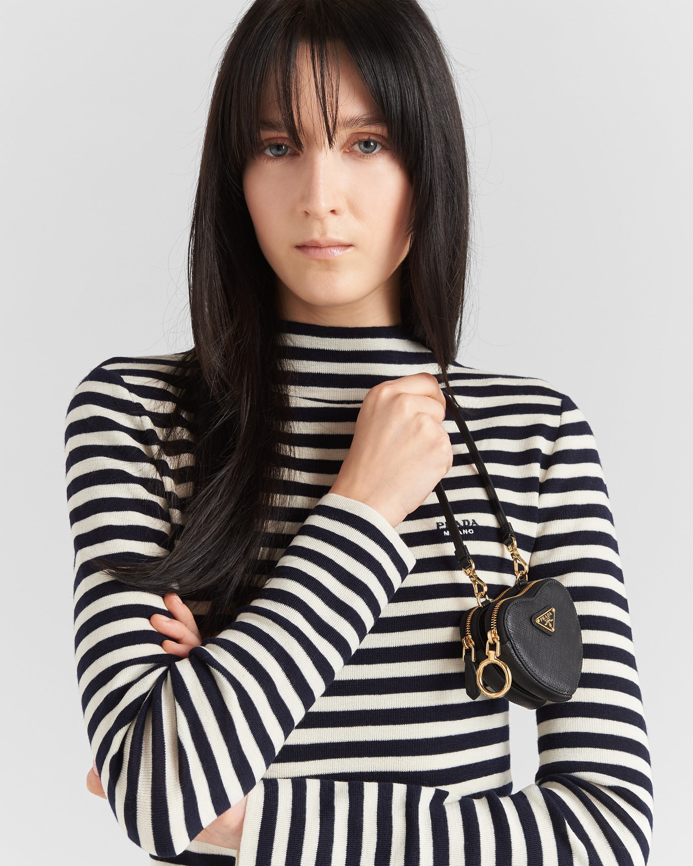 Prada Saffiano Leather Mini Pouch In Black