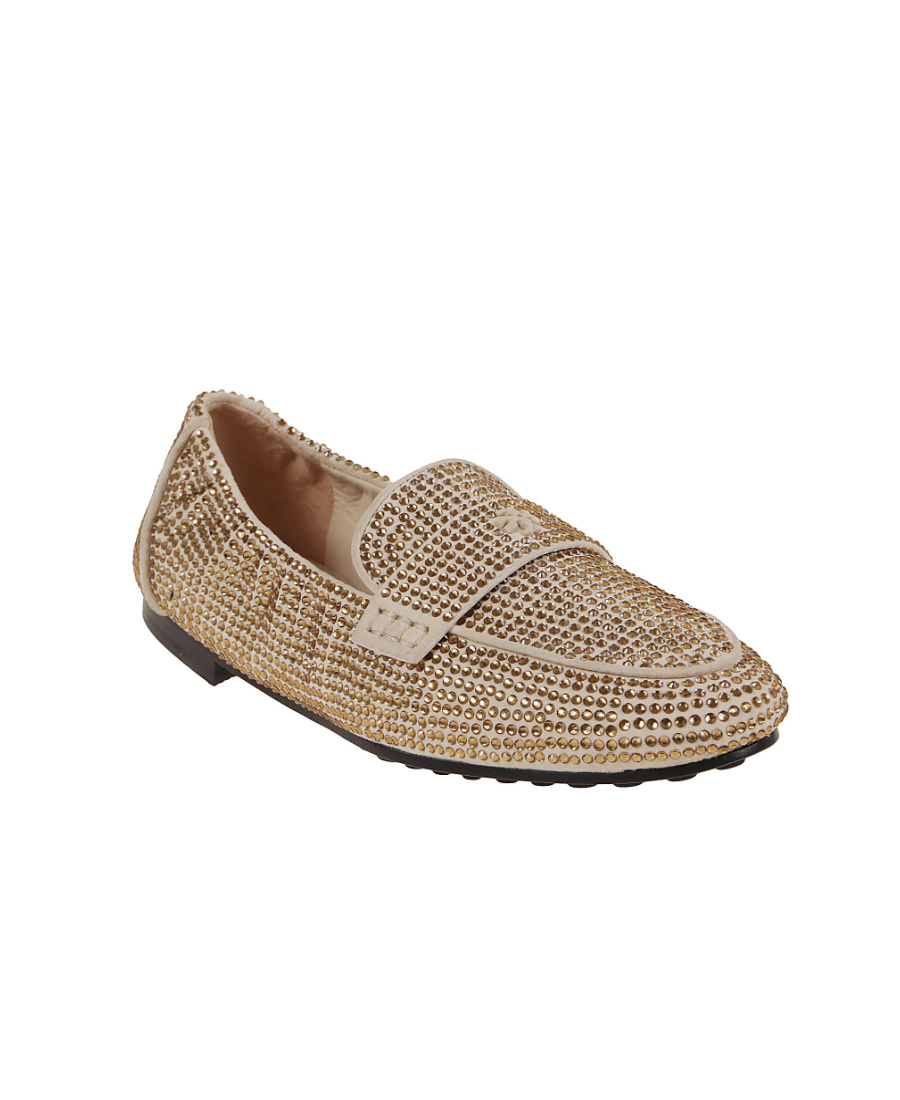 Tory Burch Crystal Embellished Loafers In Nude