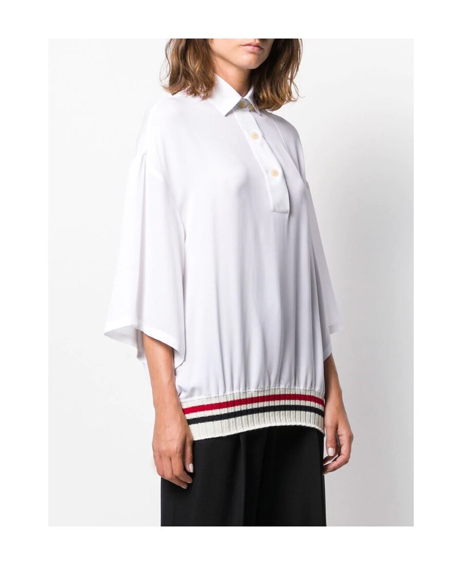 Shop Loewe Ribbed Trim Polo Shirt In White
