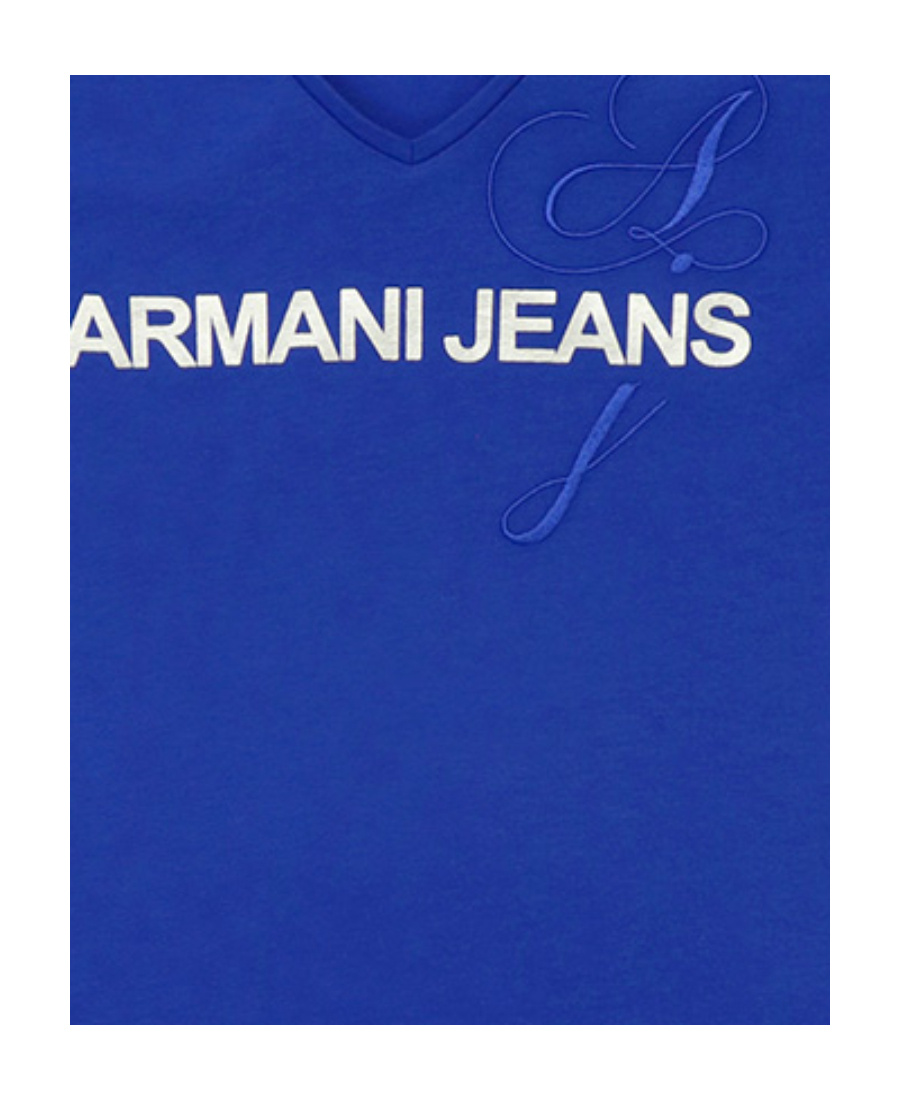 Shop Armani Jeans V-collar Short-sleeved T-shirt In Blue
