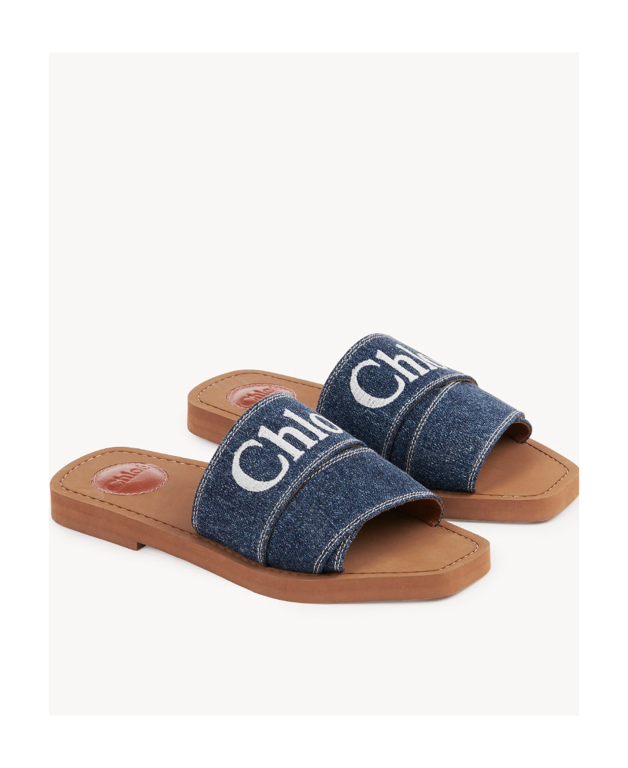 Chloé Sumptuous Cotton Woody Slide Sandals In Women's In Brown