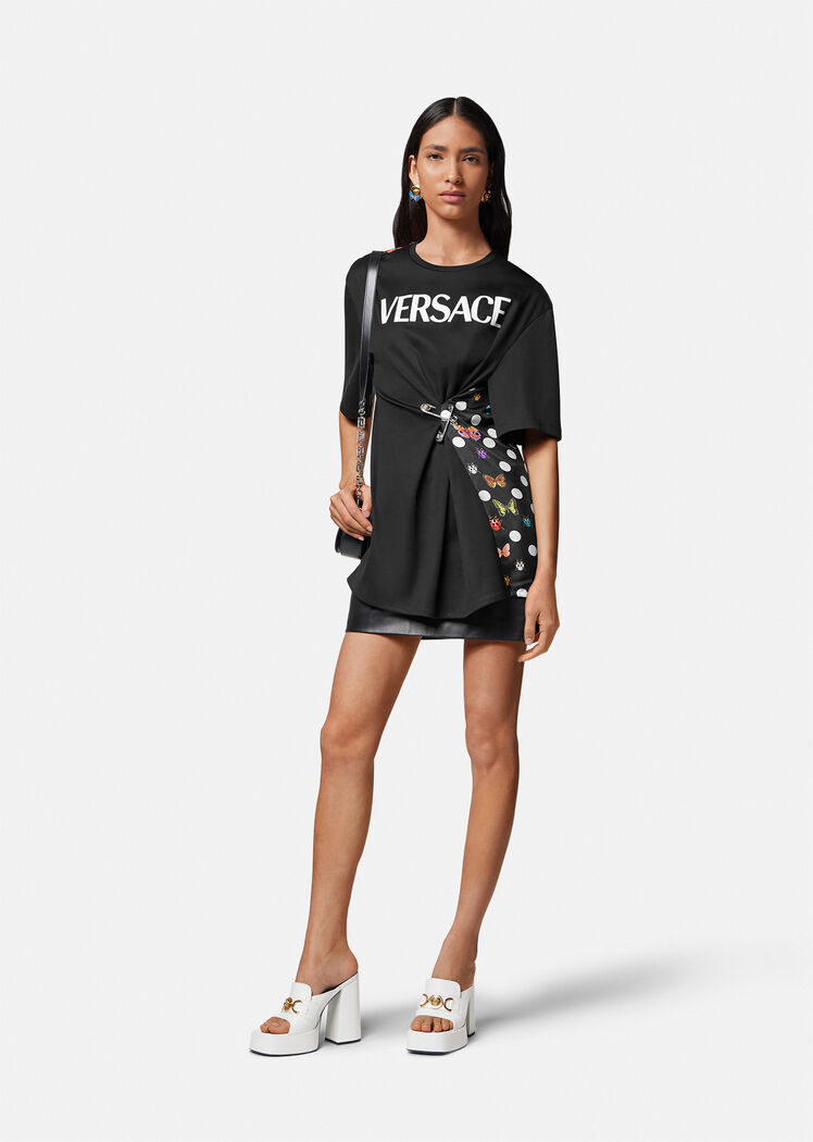 Versace X Dua Lipa Butterfly-print Safety-pin T-shirt In Black