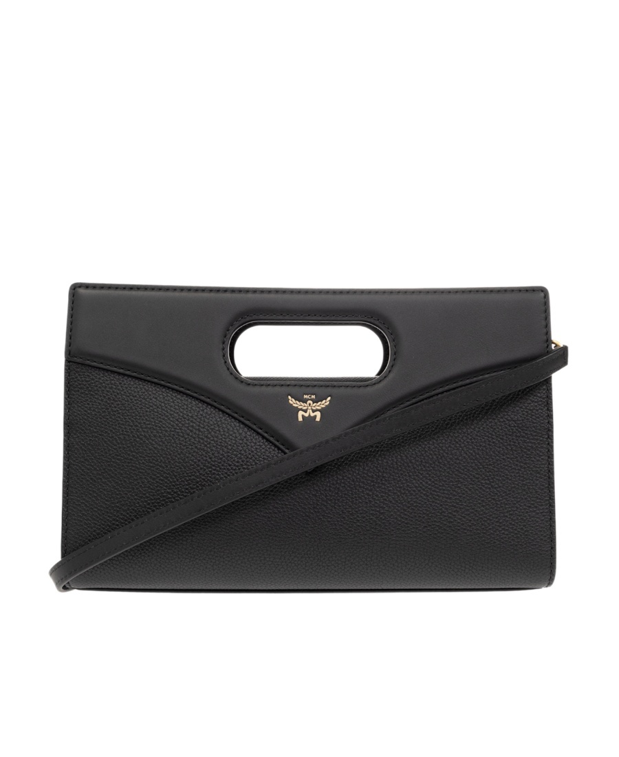 Mcm Logo Shoulder Bag In Black
