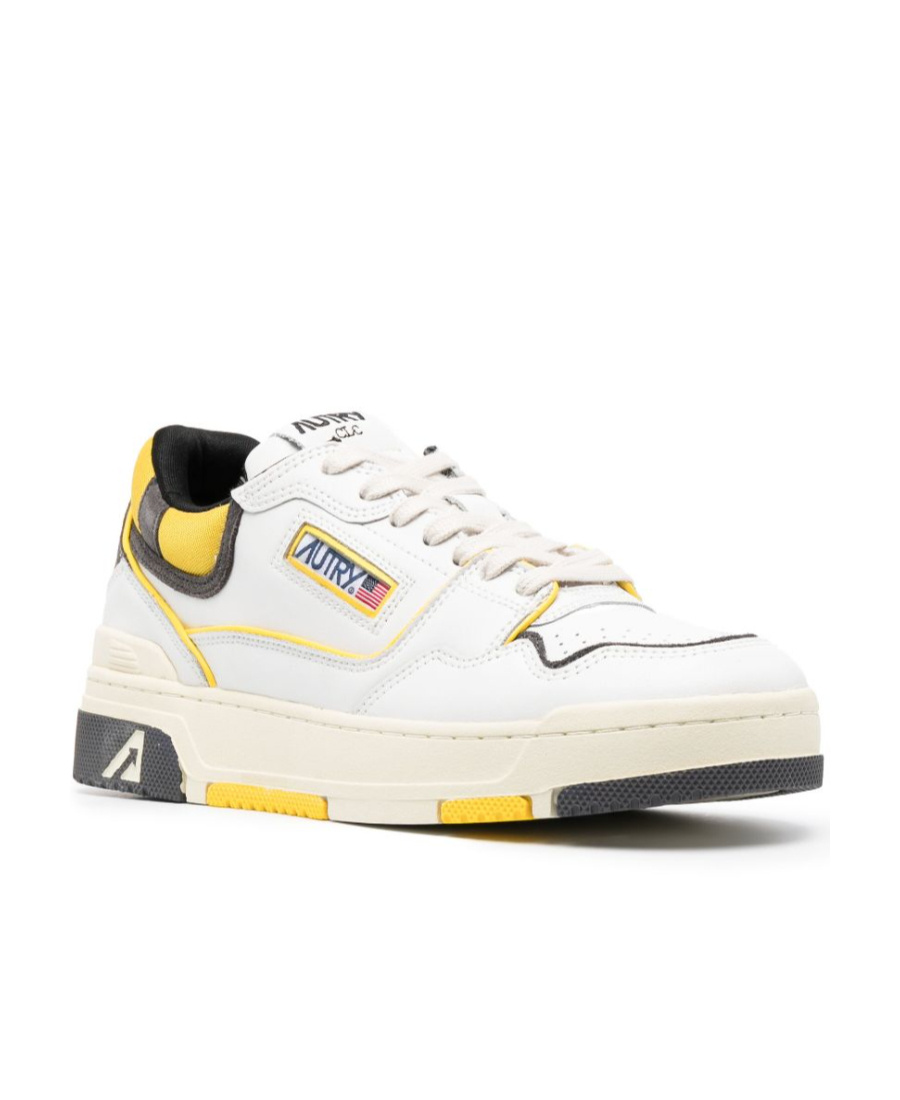 Autry Clc Panelled Leather Sneakers In White
