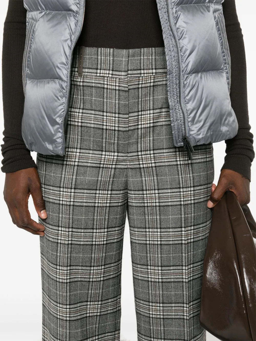 Peserico Tartan-check Trousers In Black