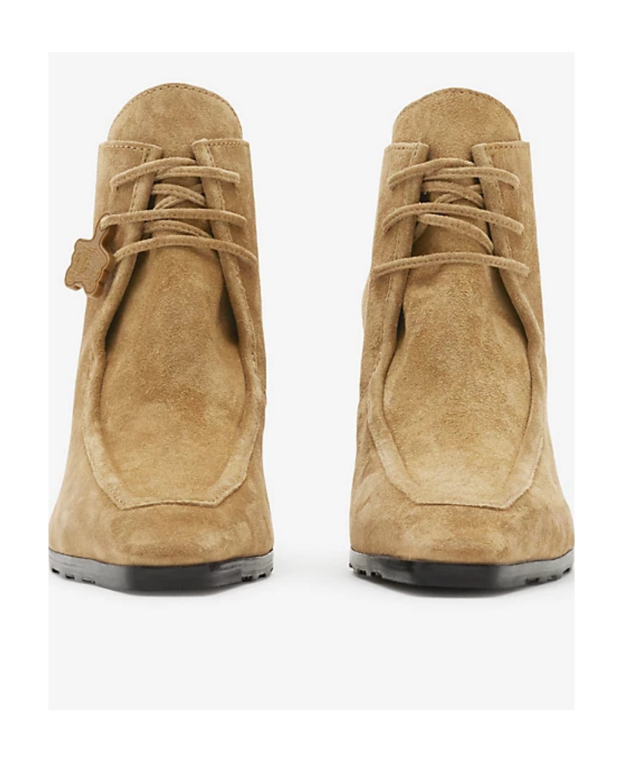 Burberry Suede Storm Ankle Boots In Yellow