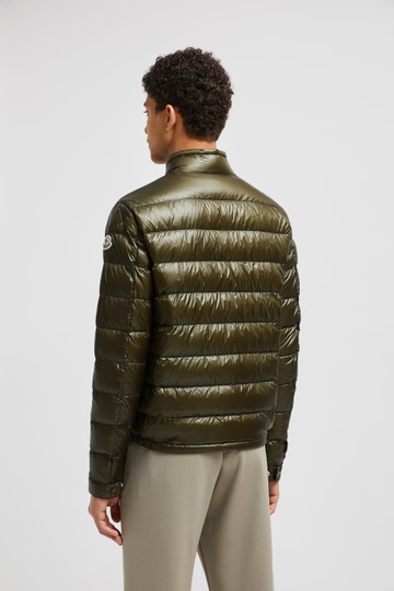 Shop Moncler Acorus Short Down Jacket In Green