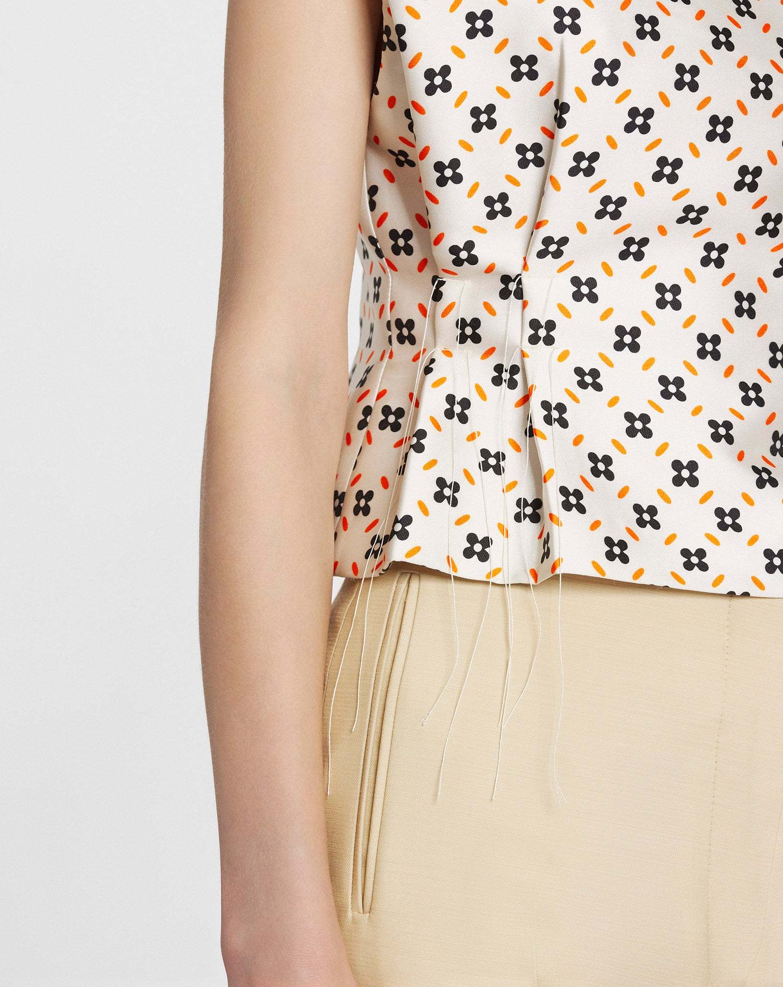 Lanvin Floral-print Sleeveless Blouse In White