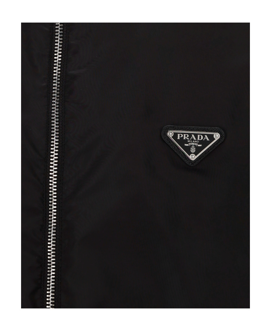 Prada Re-nylon Enamel Triangle-logo Jacket In Black