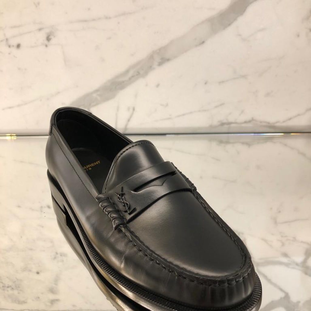 Saint Laurent Monogram Penny Loafers In Black