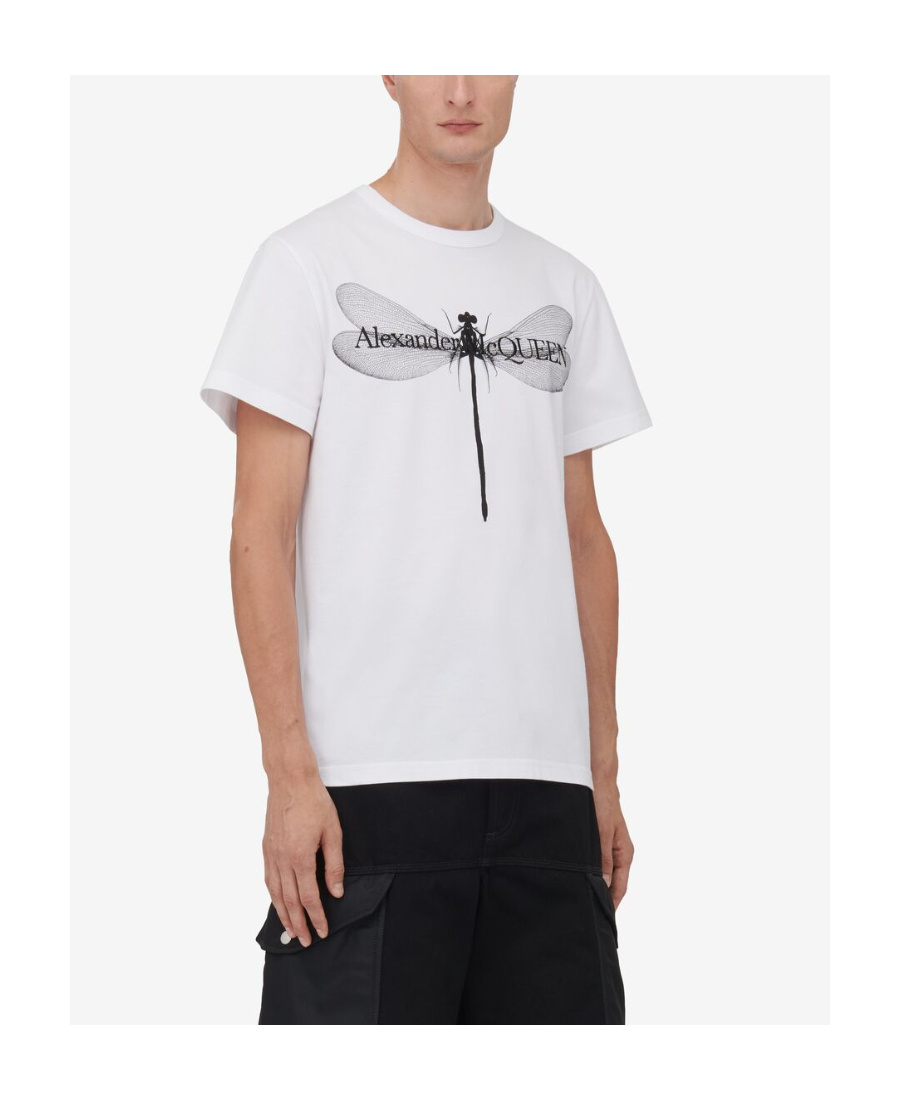 Alexander Mcqueen Dragonfly-print Cotton T-shirt In White