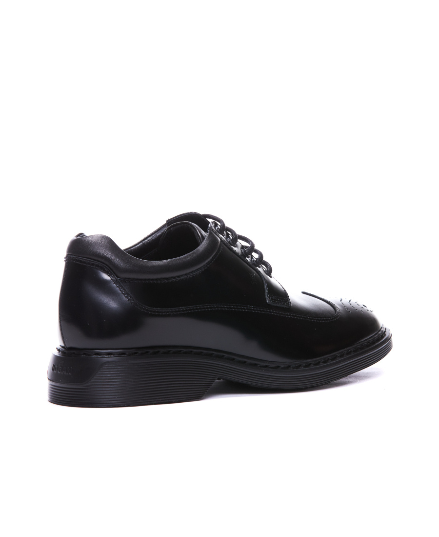 Hogan Leather Lace-up Oxford Shoes In Black