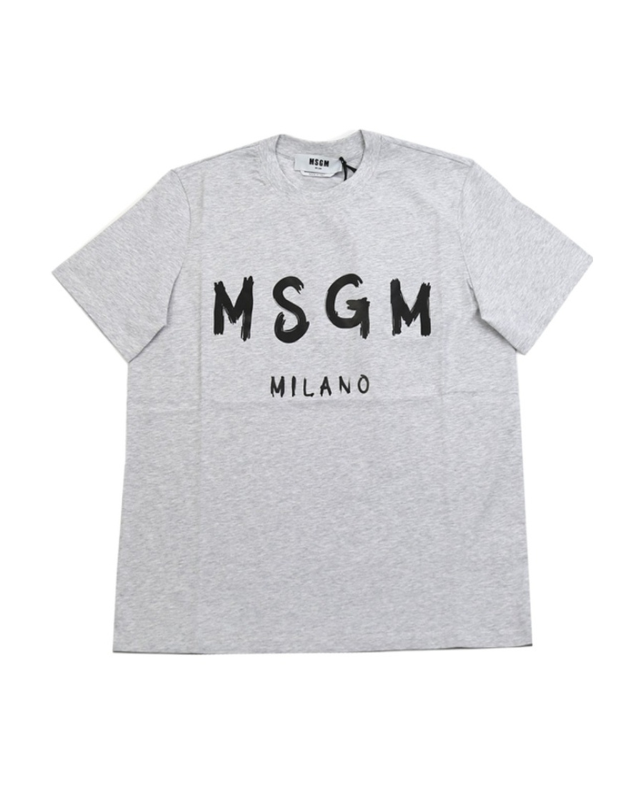 Msgm Kids' Logo Short-sleeved T-shirt In Gray