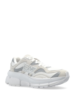 Ea7 Emporio Armani Mesh Panelled Chunky Sneakers In White
