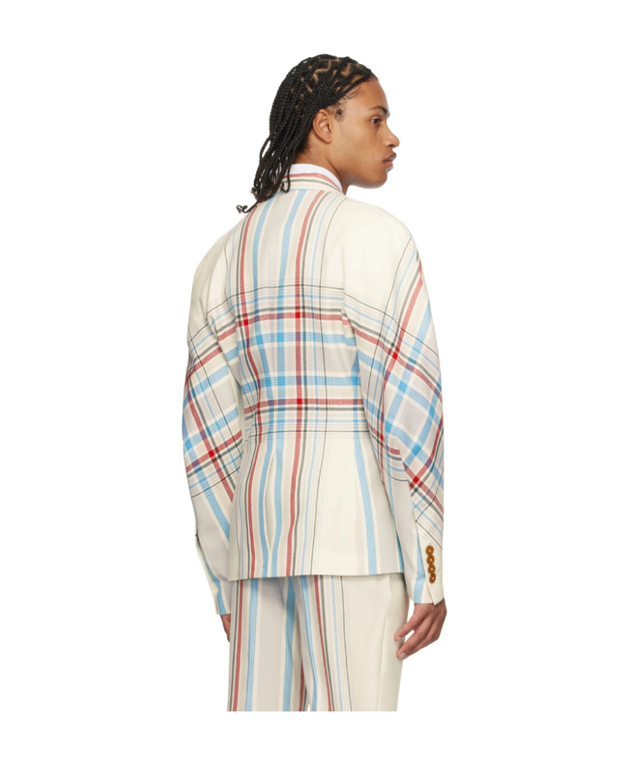 Vivienne Westwood Chris Plaid Suit Jacket In White