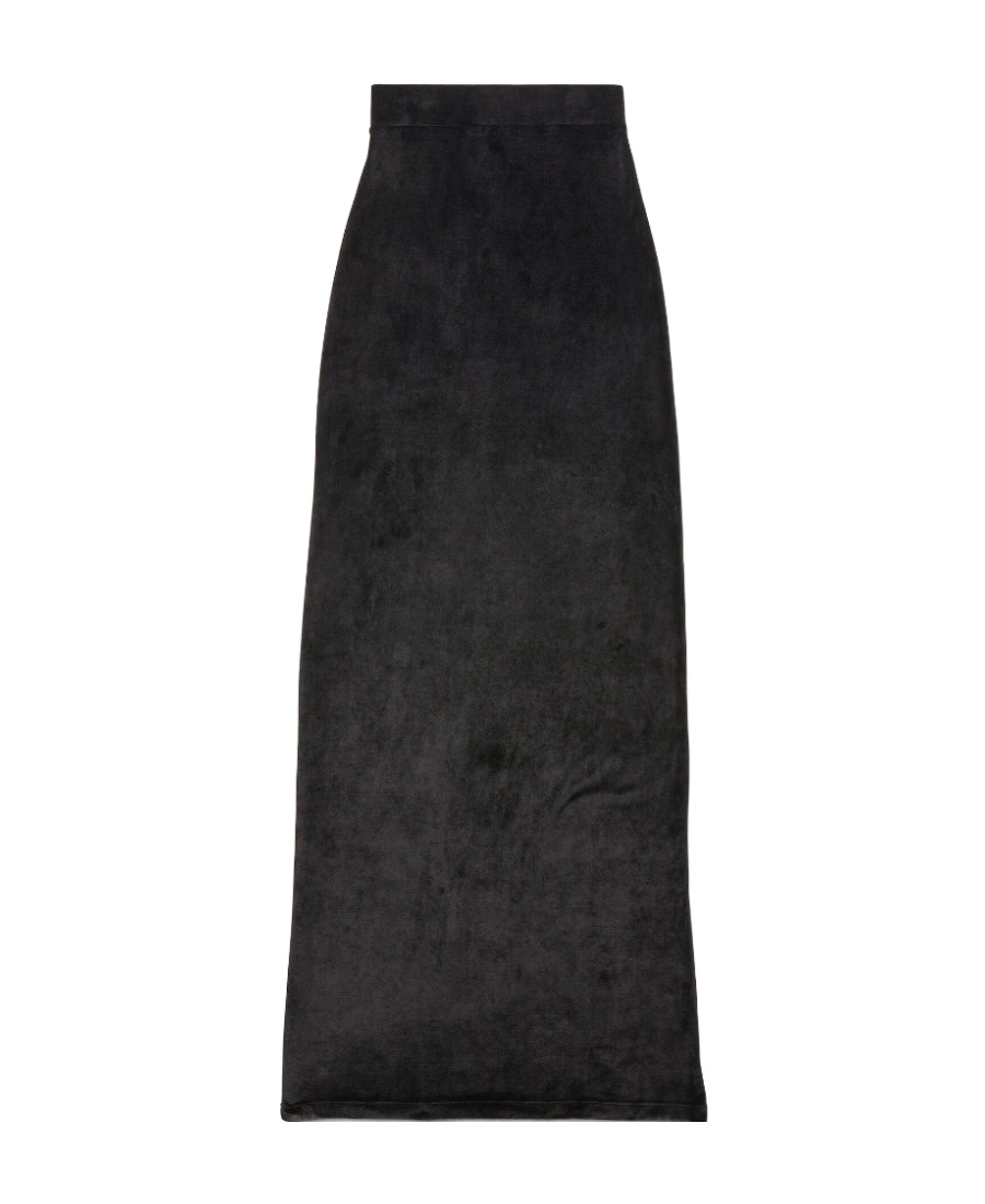 Balenciaga Velvet-effect High-waisted Skirt In Black