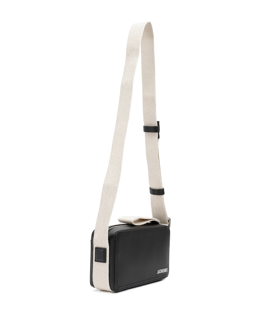 Jacquemus Le Cuerda Canvas-trimmed Leather Messenger Bag In Black