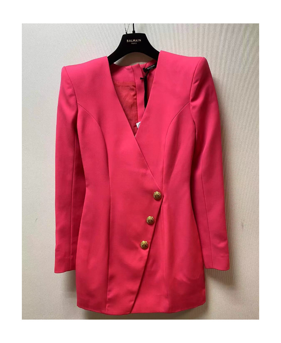 Balmain V-neck Suit Jacket Mini Dress In Red