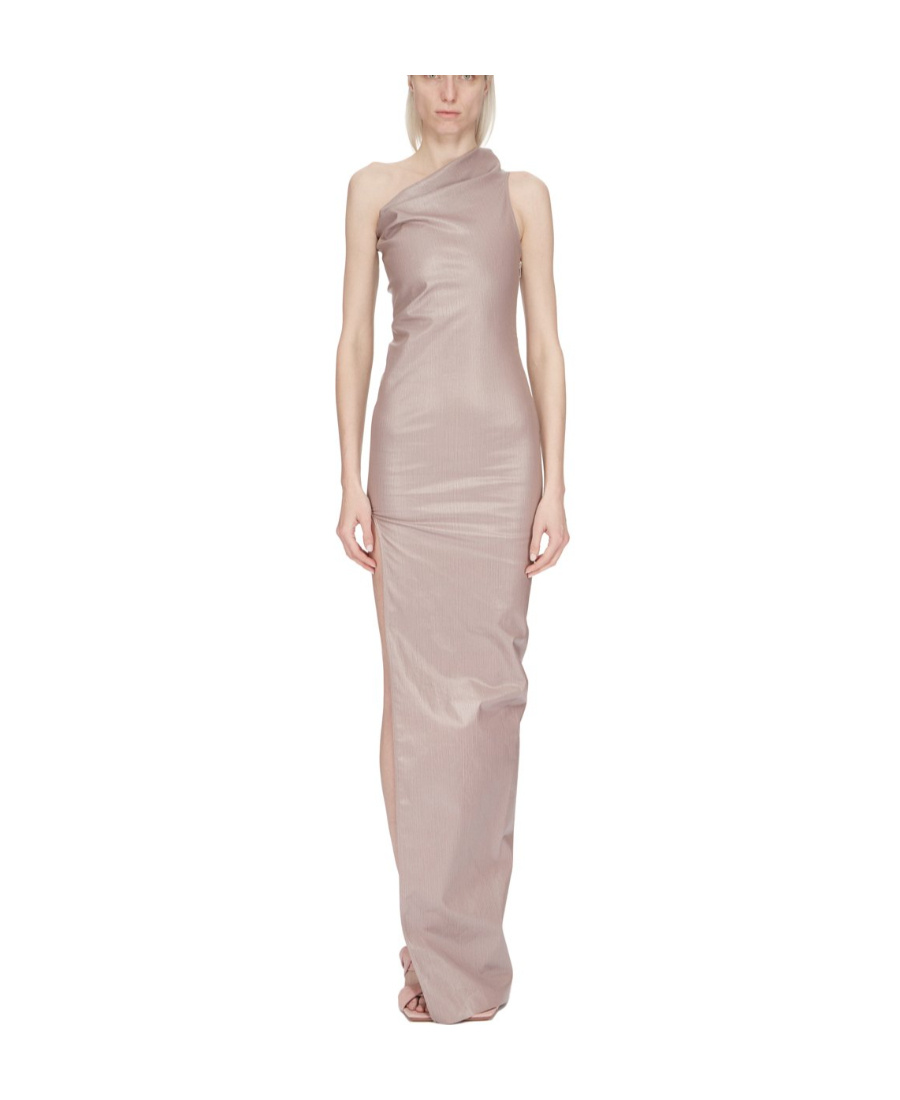 Rick Owens Coated One-shoulder Maxi Dress In Nude