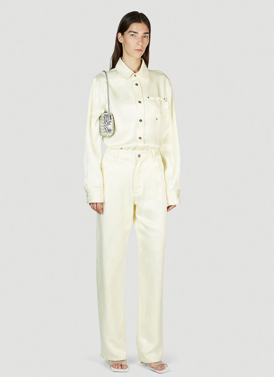 Bottega Veneta Logo Jeans In White