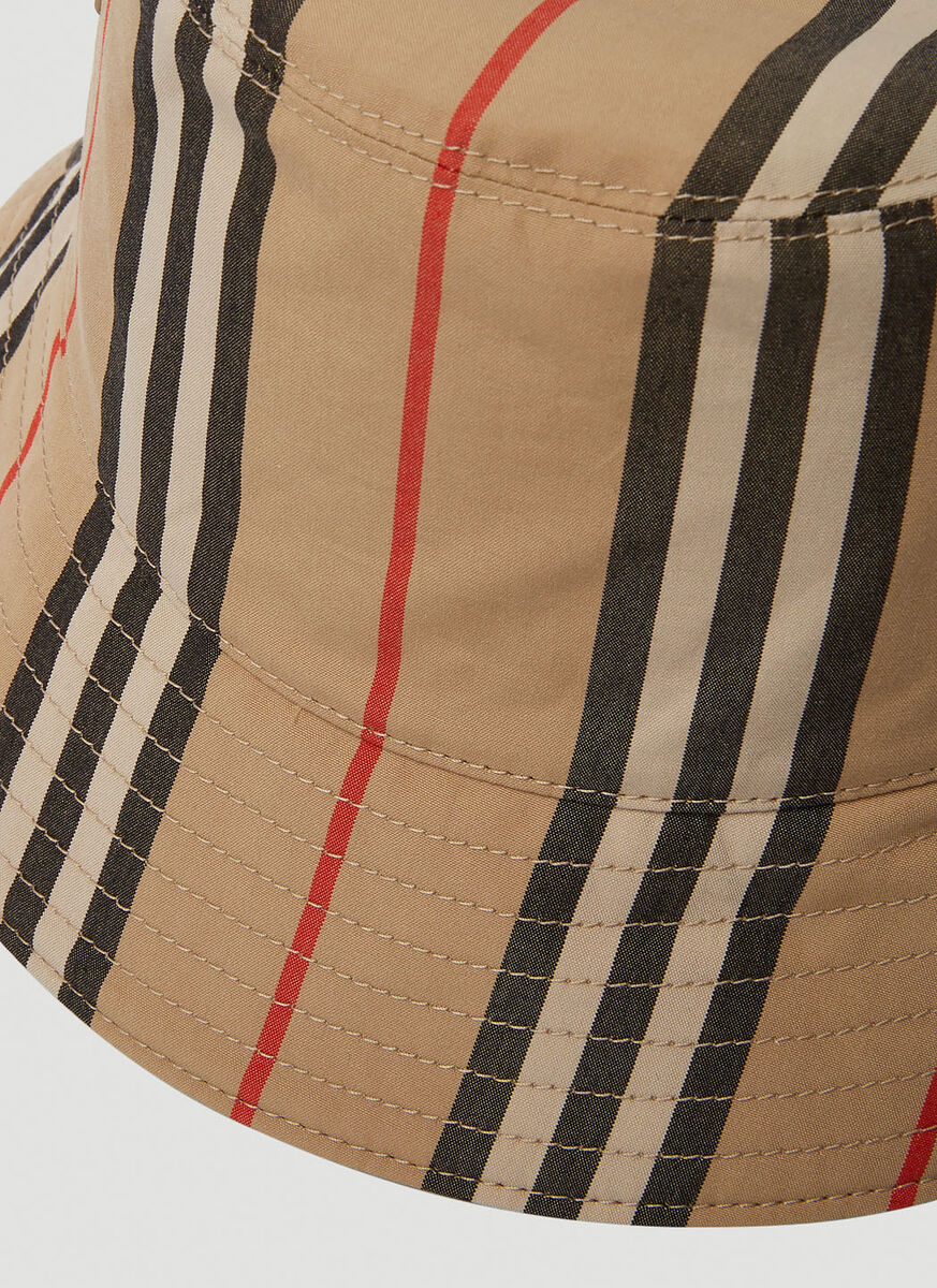 Burberry Reversible Icon Stripe Bucket Hat In Brown
