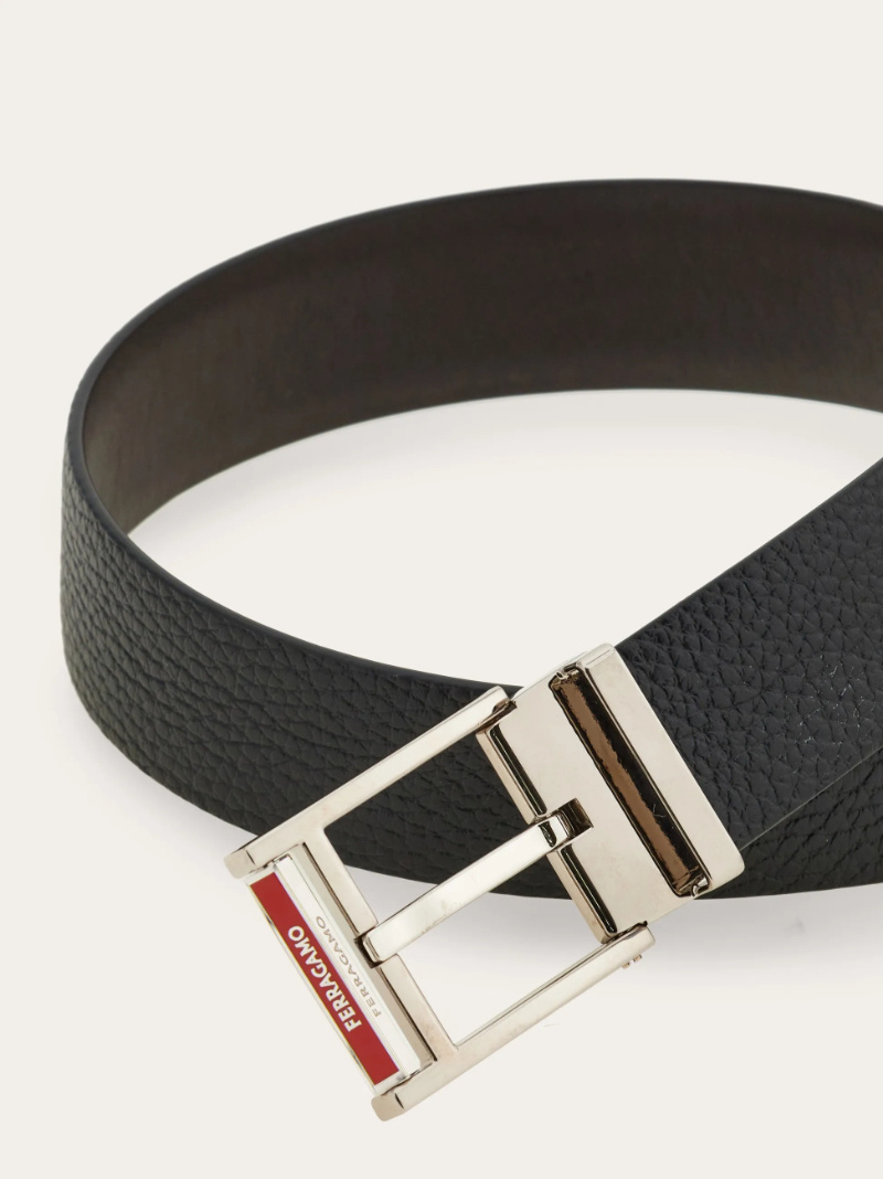 Ferragamo Double-sided Adjustable Belt In Black