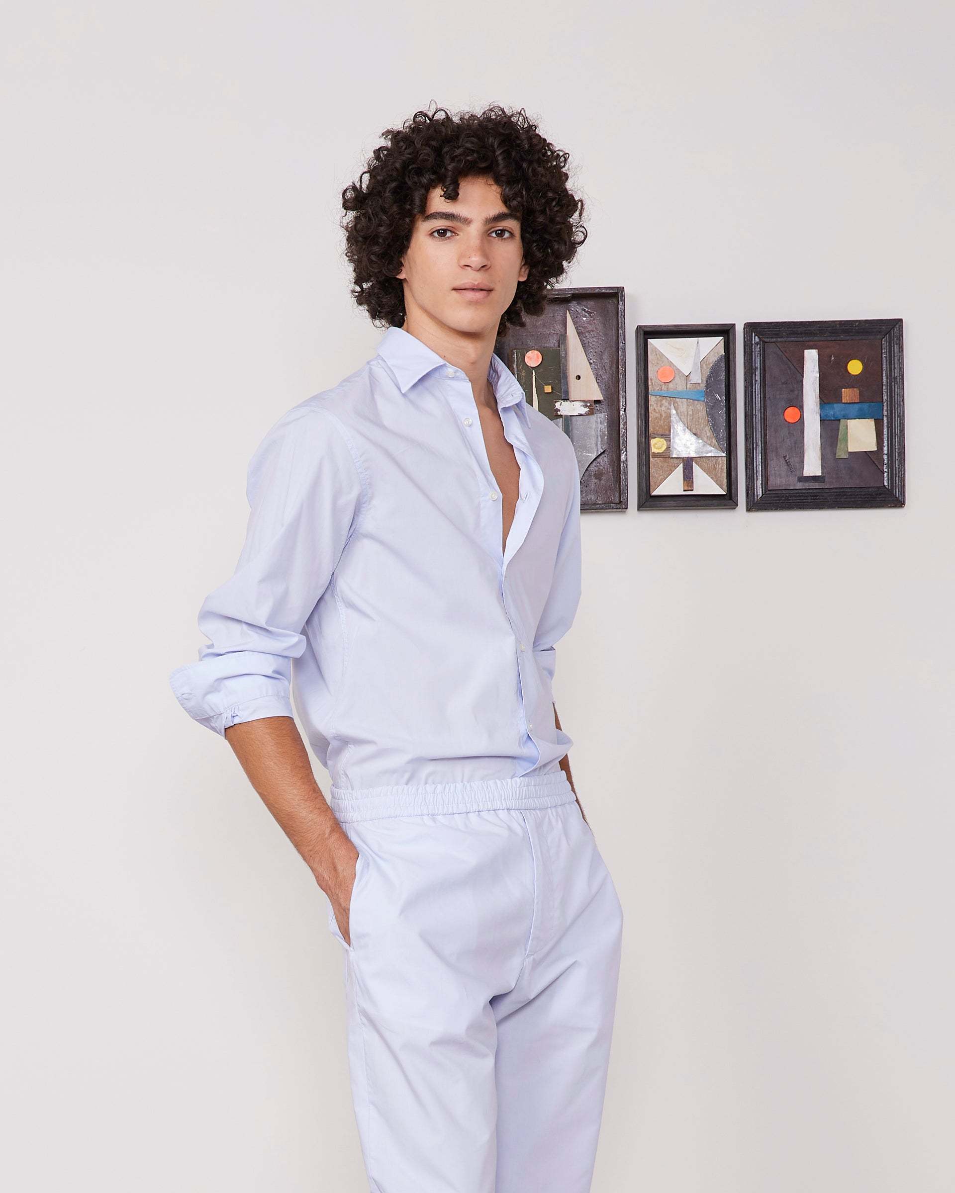 OFFICINE GENERALE POINTED COLLAR LONG-SLEEVED SHIRT