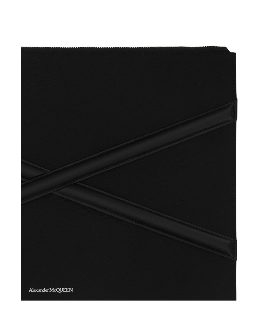 Alexander Mcqueen Harness Logo-print Clutch Bag In Black