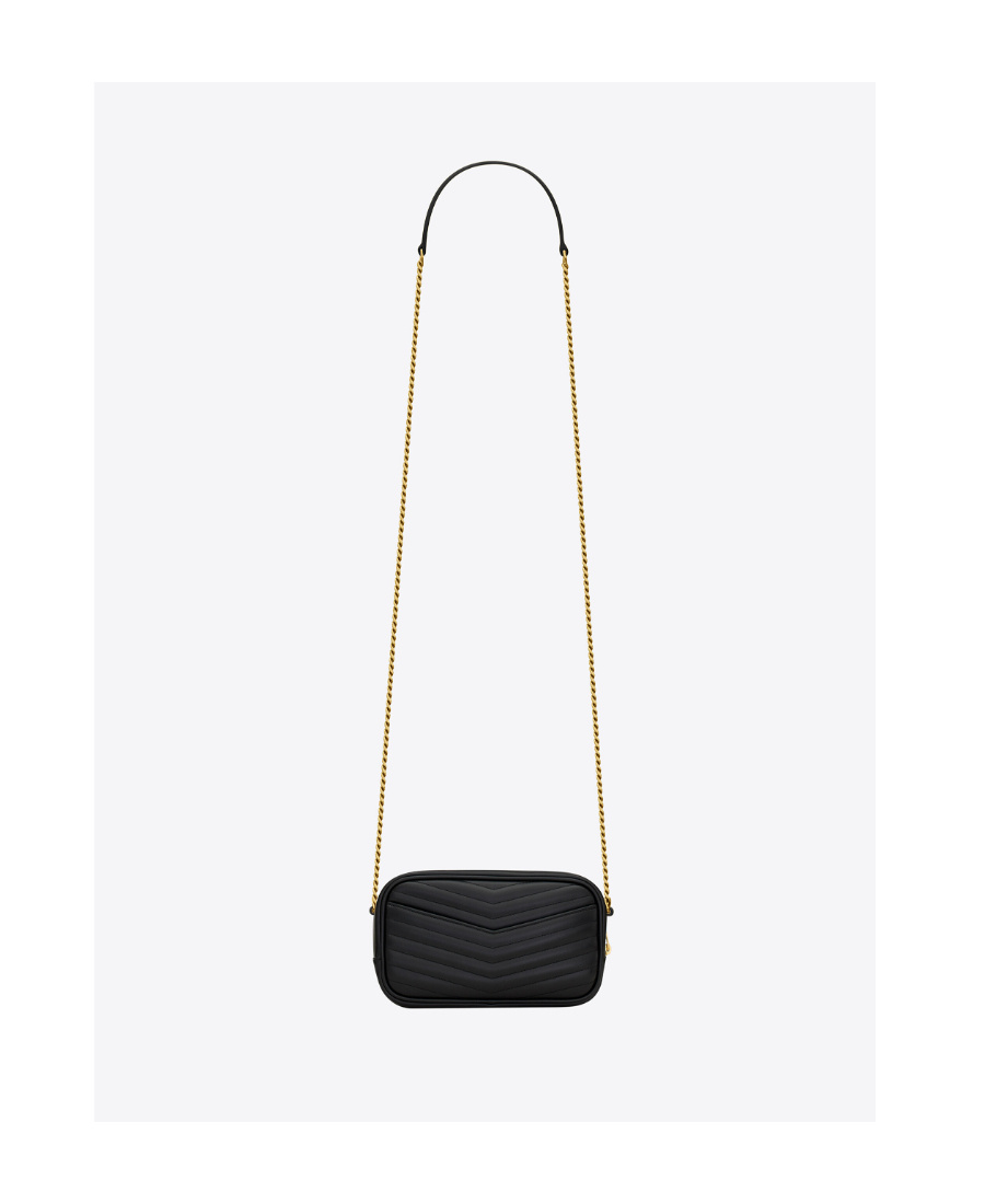 Saint Laurent Mini Cassandre Patent Camera Bag In Black