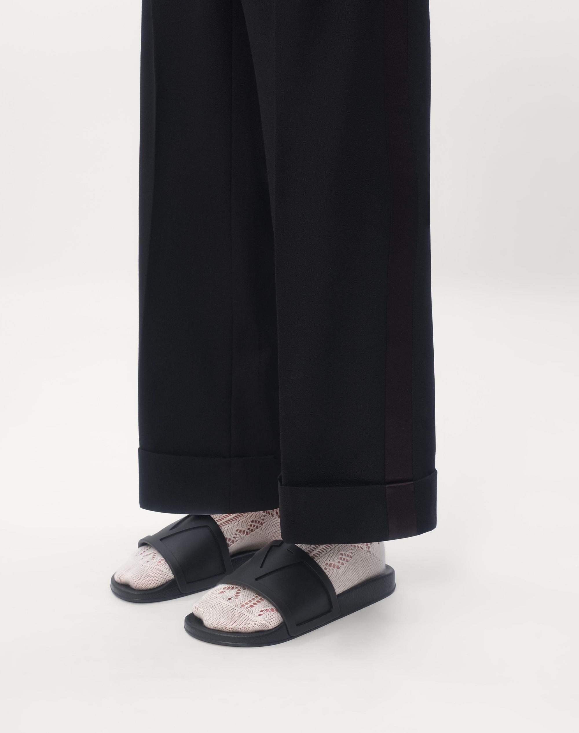 Valentino Garavani Man Sandals Black Size 7 Textile Fibers In Black