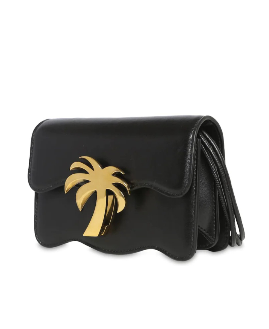 Palm Angels Palm-motif Leather Shoulder Bag In Black