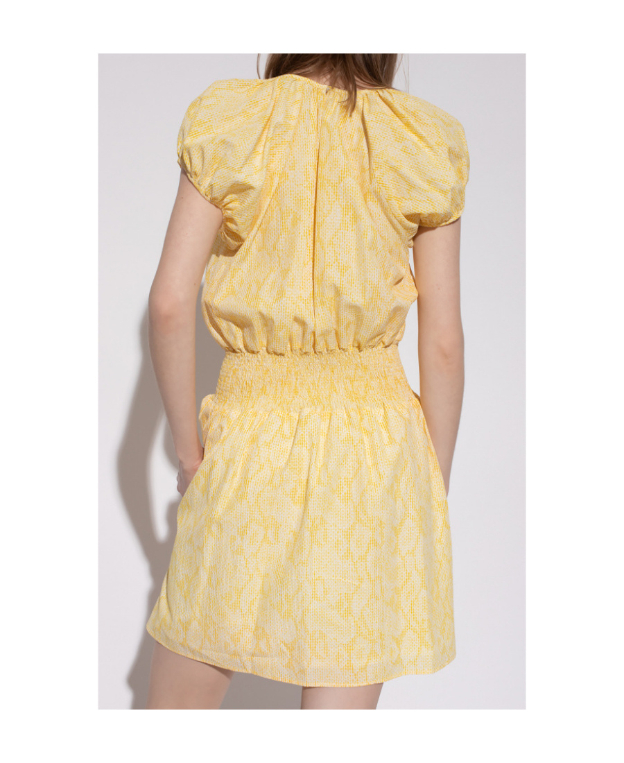 Kenzo Gingham Snakeskin-print A-line Dress In Nude