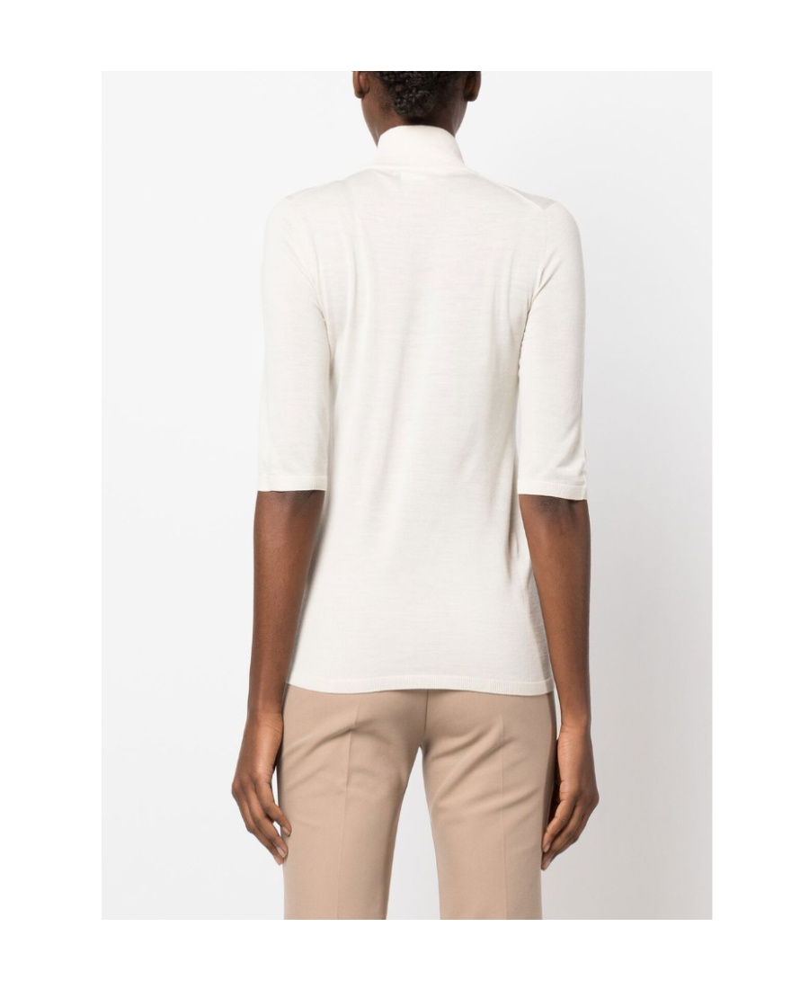 Max Mara Turtleneck Wool Jumper In White