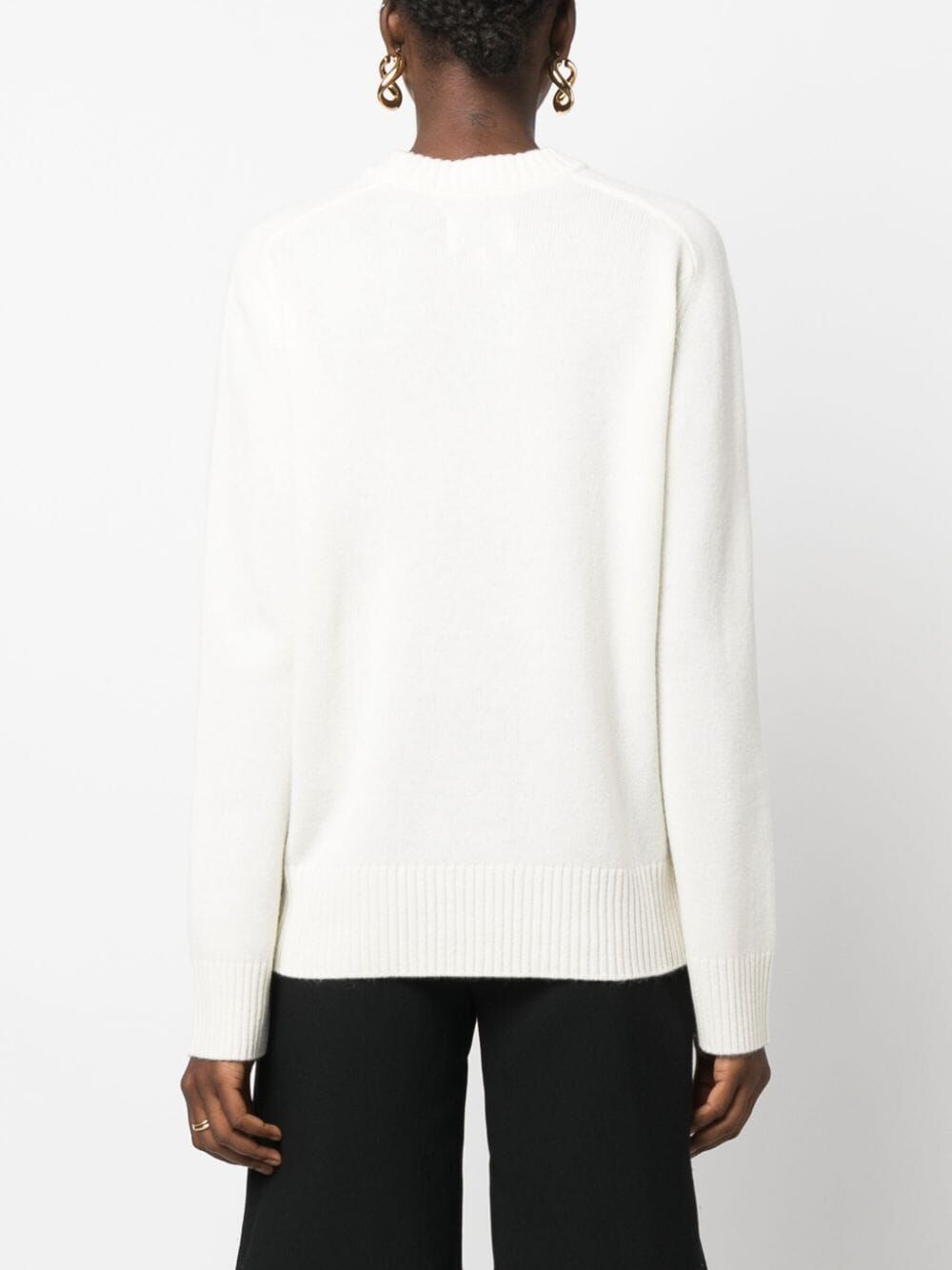 Shop Loulou Studio Long-sleeved Round-neck Sweater In White