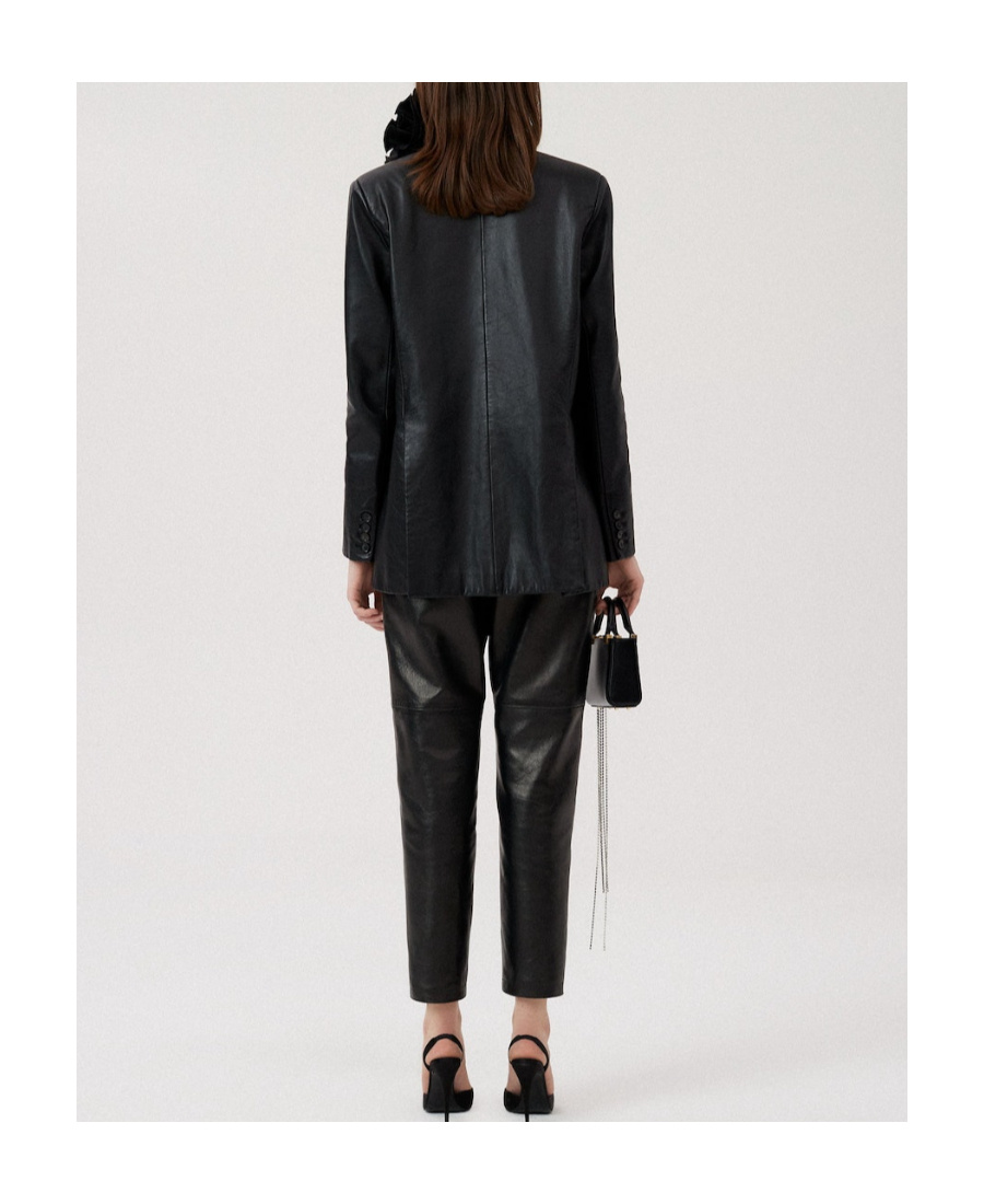 Magda Butrym Leather Blazer Jacket In Black