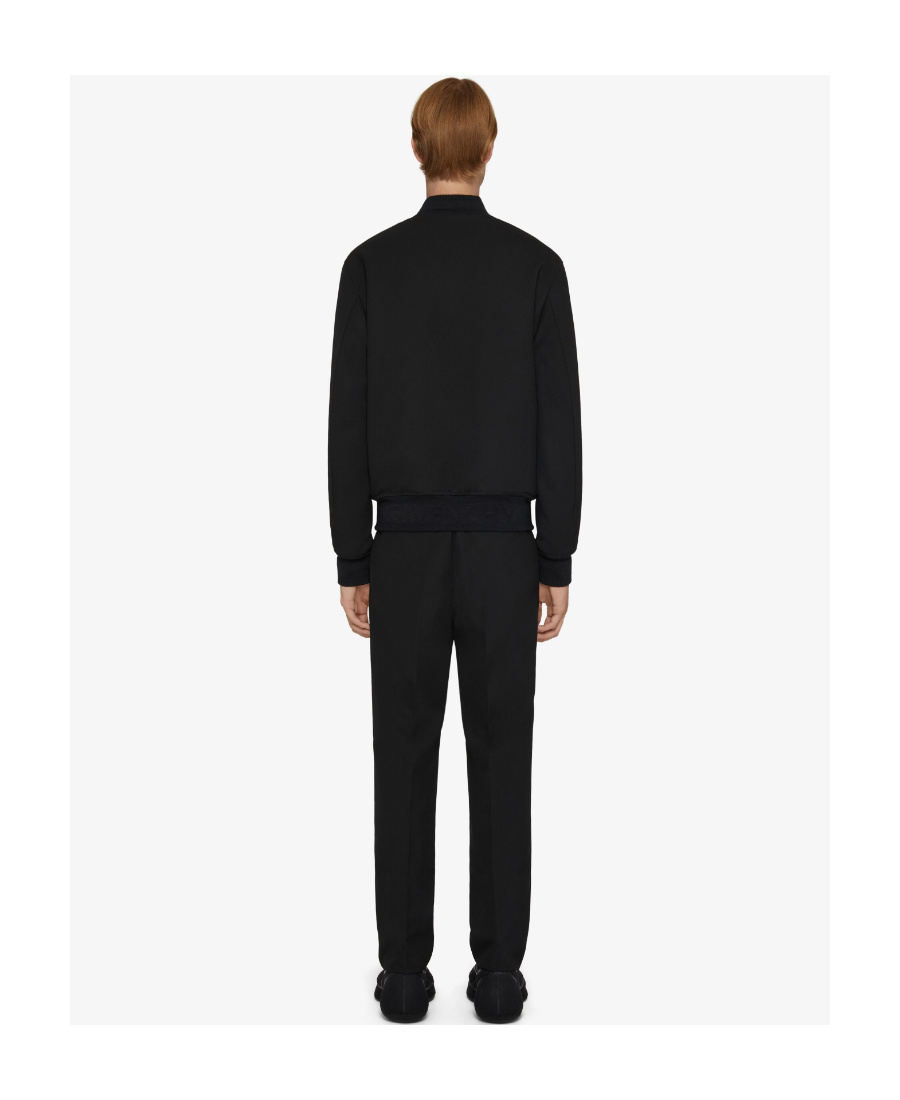 Givenchy Wool Logo Lettering Bomber Jacket In Black