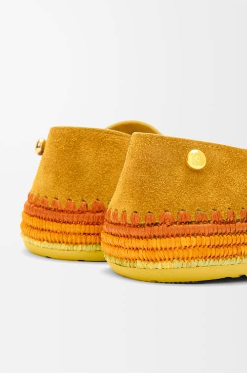 Loewe Rio Slipper In Suede And Raffia