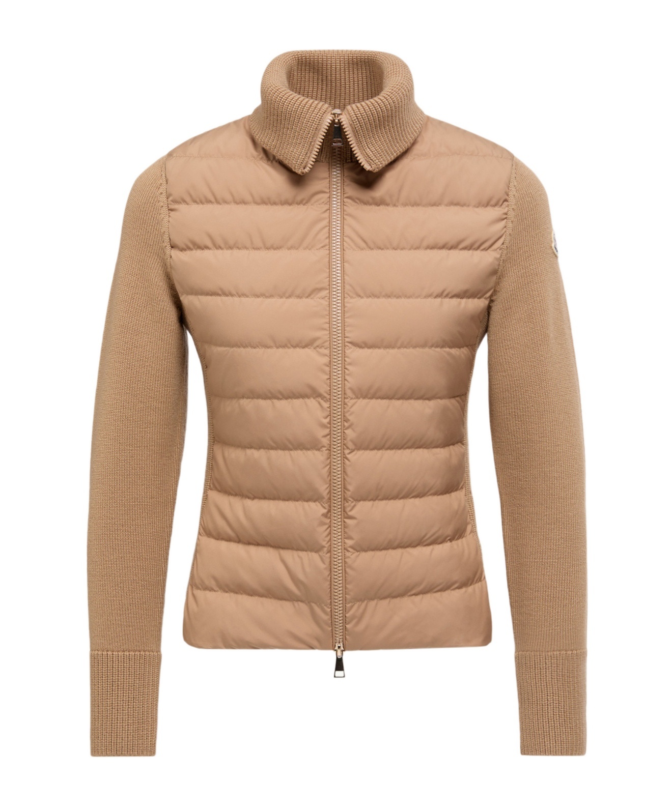Moncler Wool Long Sleeve Down Jacket In Brown